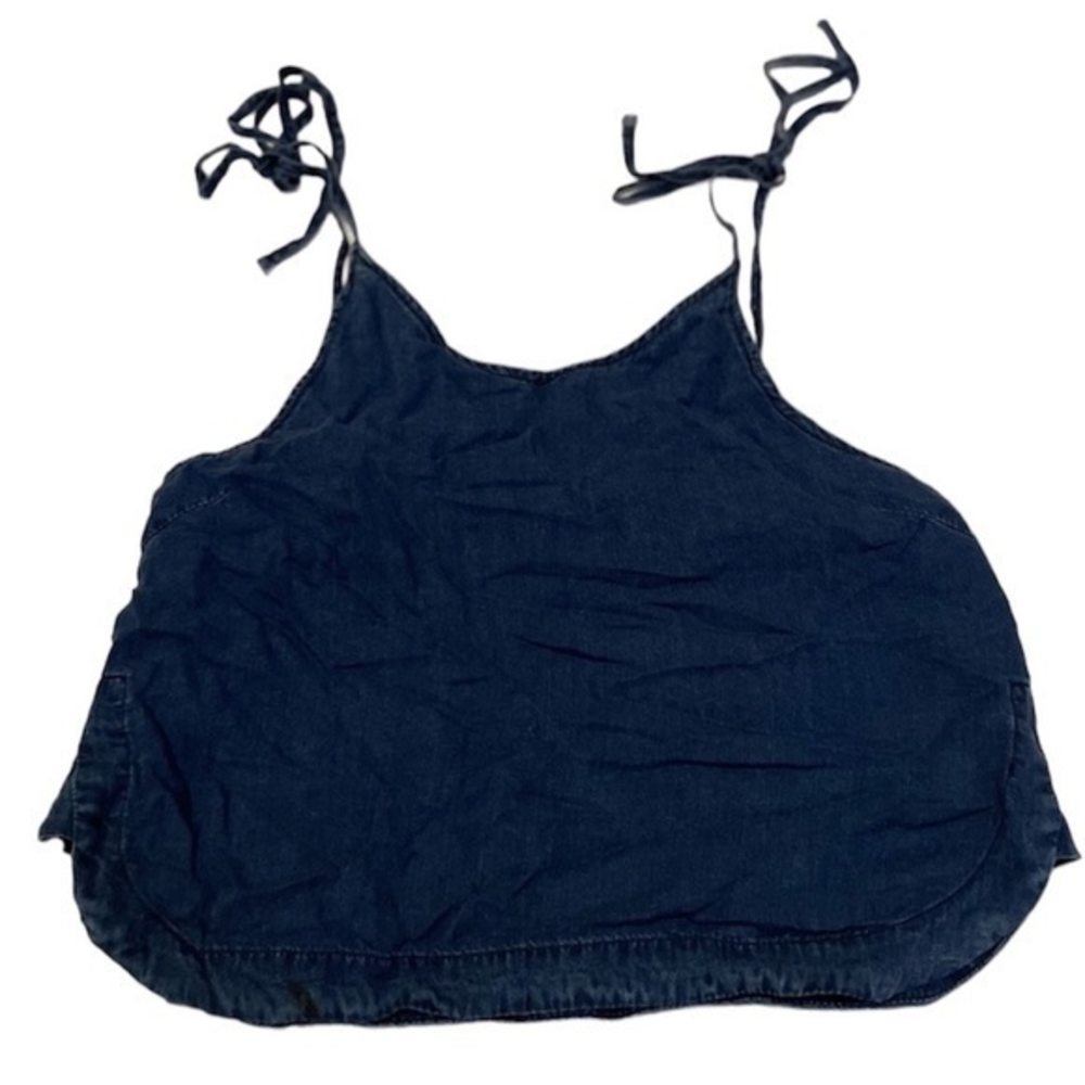 Chelsea & Violet Dark Wash Lyocell Tie Strap‎ Cami Tank Top Small Boho Coastal